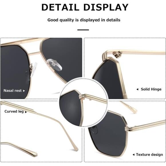 Polarized Sunglasses Womens Men Retro Oversized Square Vintage Shades Classic